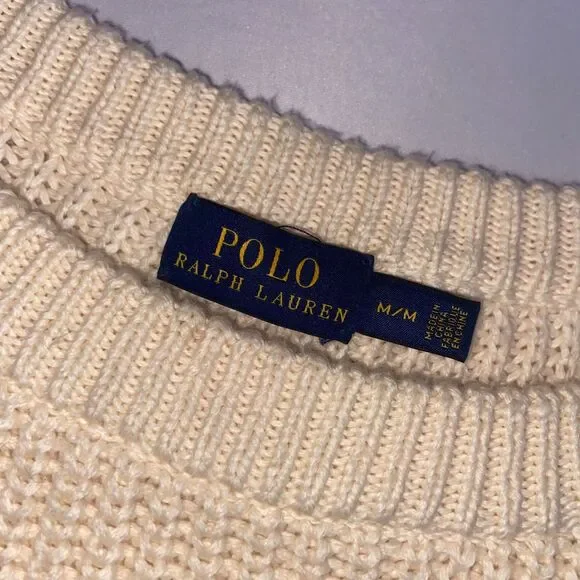 Polo by Ralph Lauren Cream Crewneck Knit Sweater - Picture 2 of 4